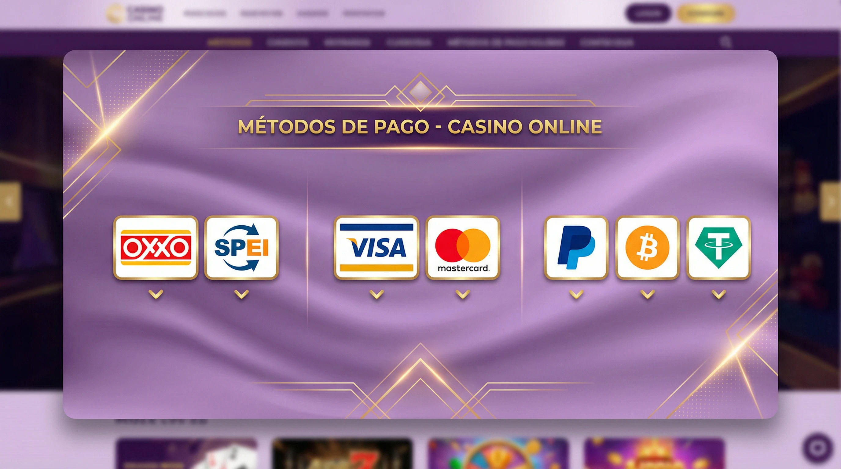 Métodos de pago disponibles: OXXO, SPEI, Visa, Mastercard, Bitcoin